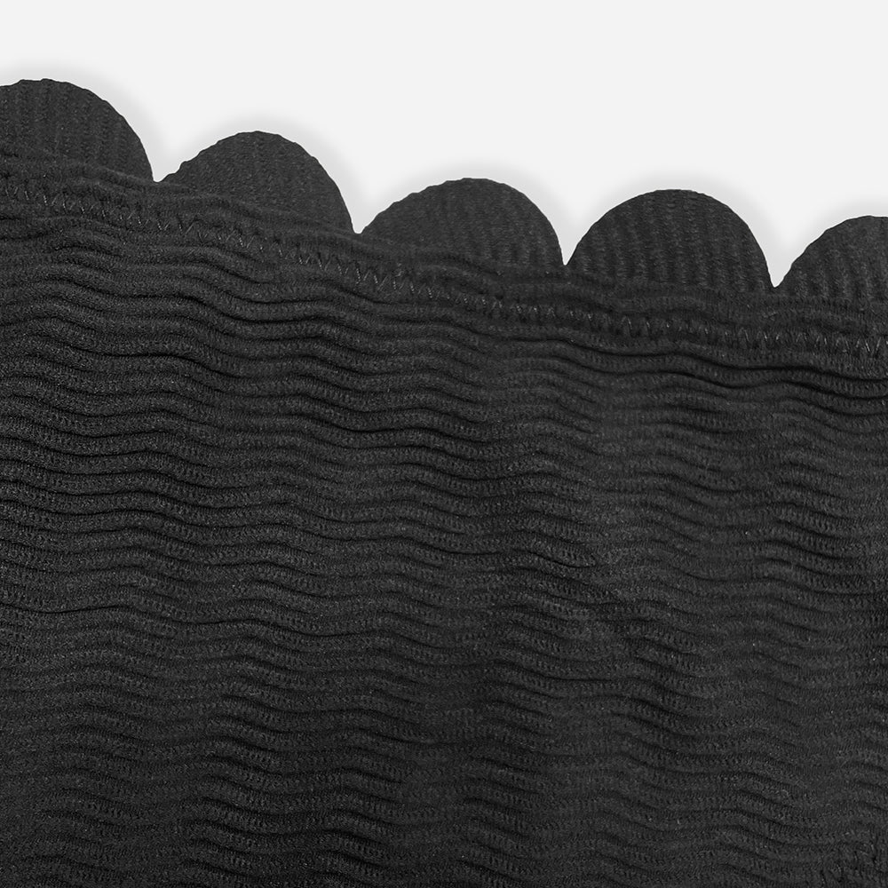 Bikini de un Hombro Negro Oscuro con Bordes Circulares - Cintura Baja