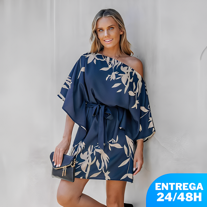 Vestidos Y Monos  Vestido Estampado Hombros Volante Navy