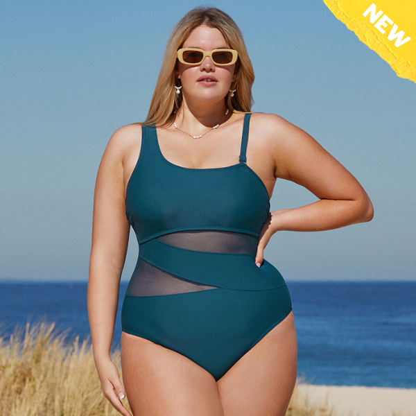 Mesh One Shoulder Slim Swimsuit Plus Size Mocca Beach Store