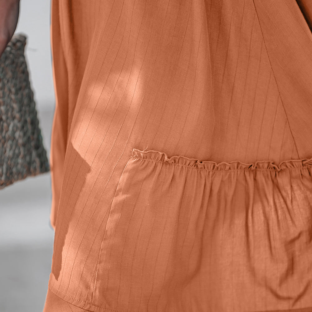 Vestido Corto Informal Holgado conCcordón y Escote Pronunciado