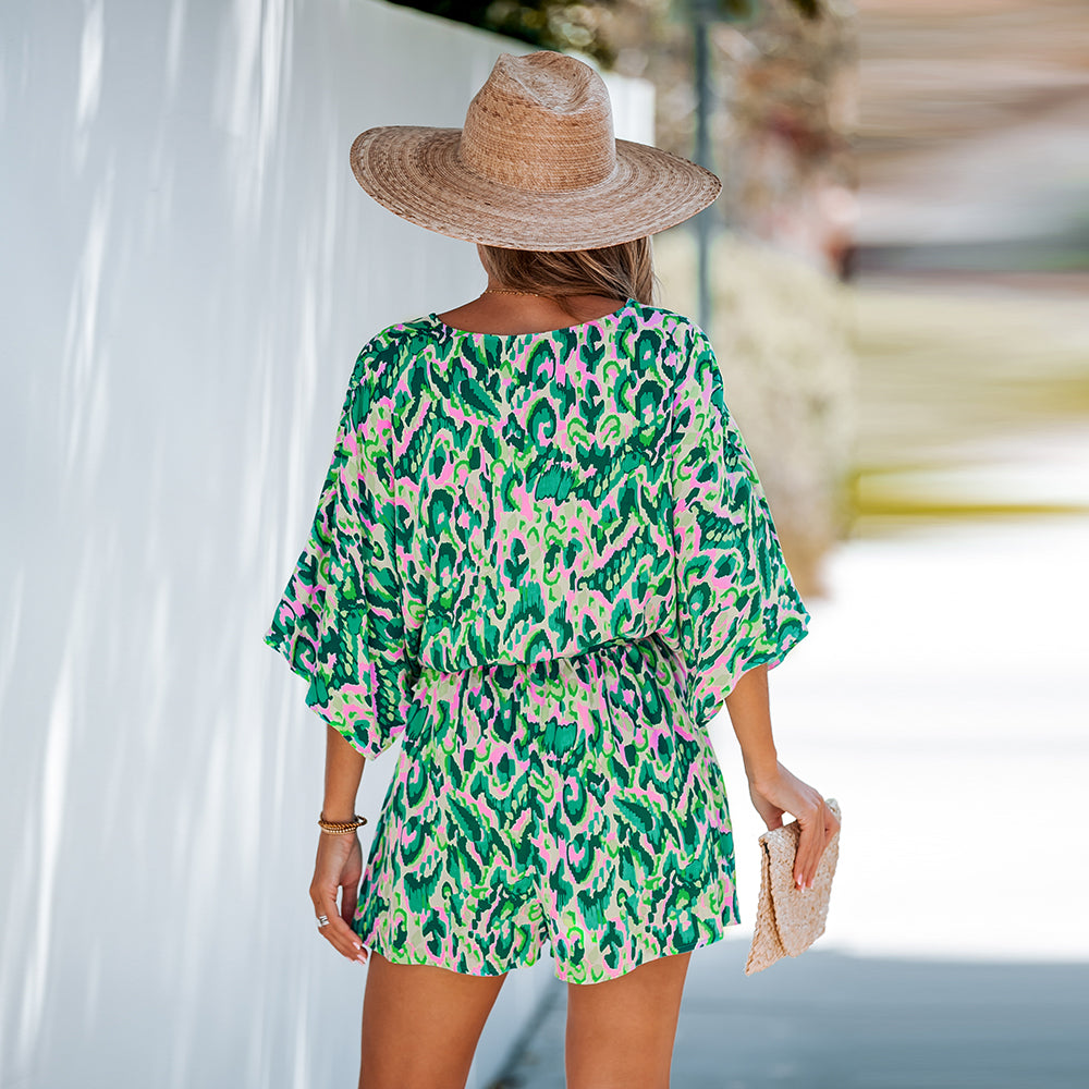 Mono con Estampado de Leopardo y Cuello en V