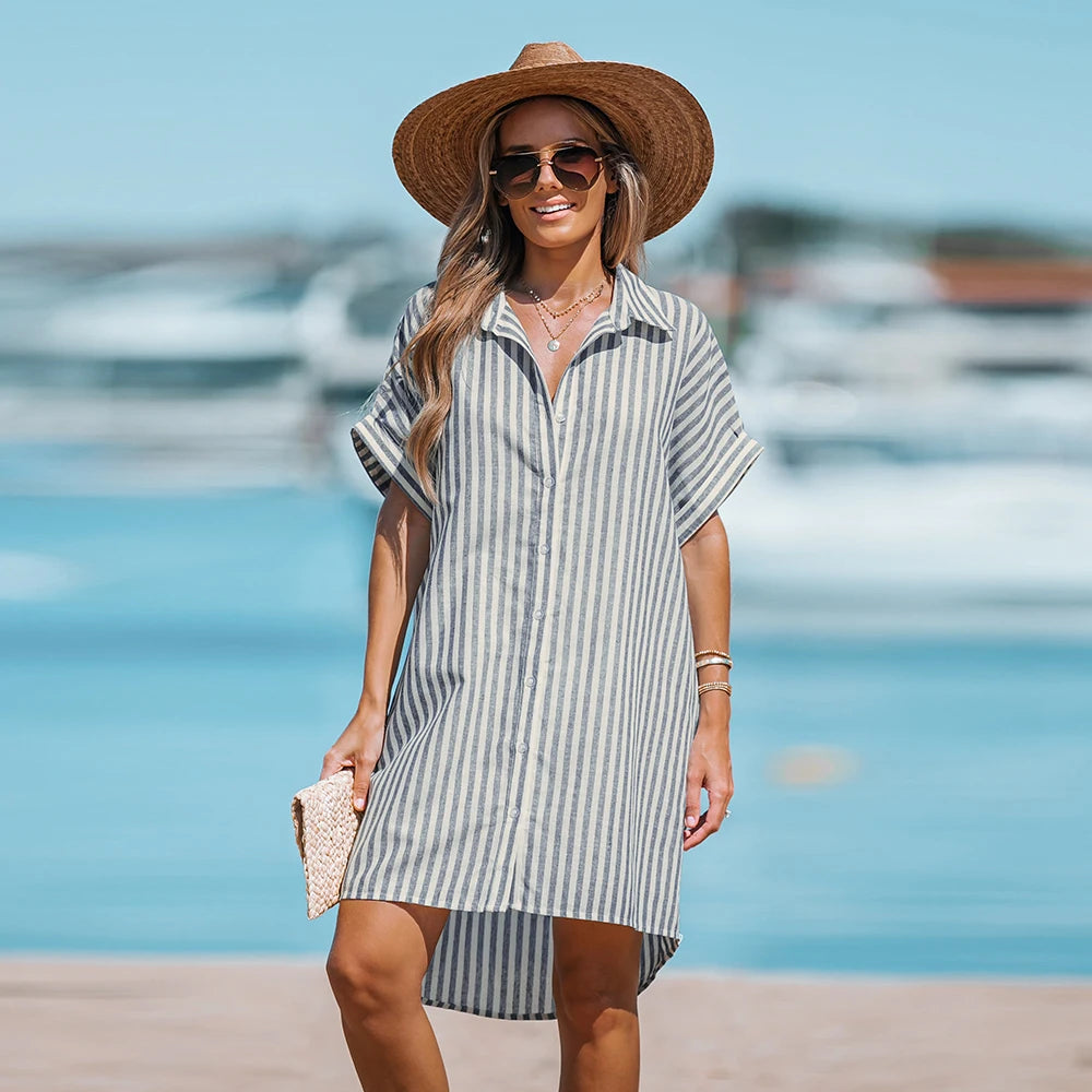 Loose button top down dress
