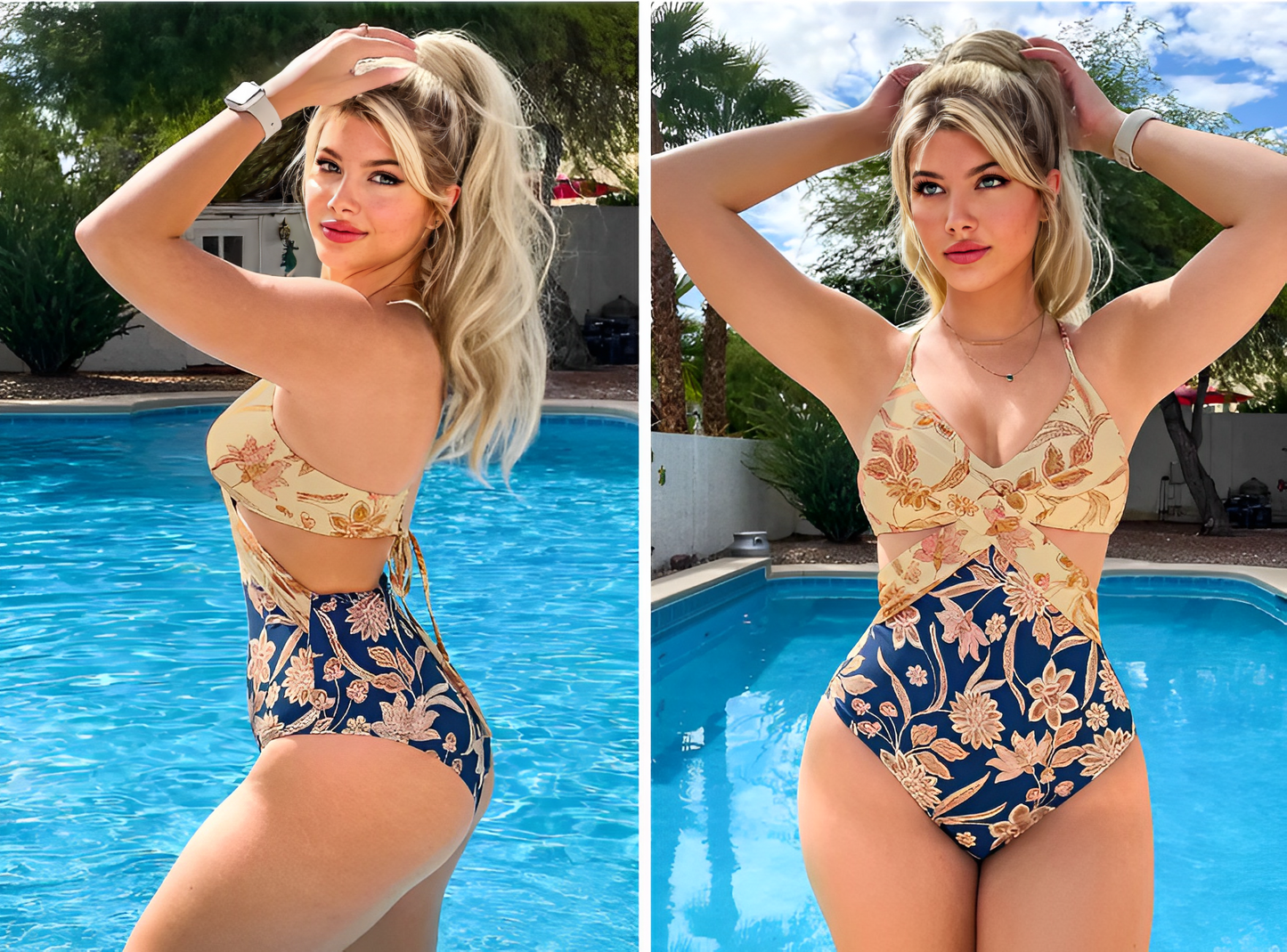 Paisley Cutout Wrap Front Monokini Swimsuit - One Piece