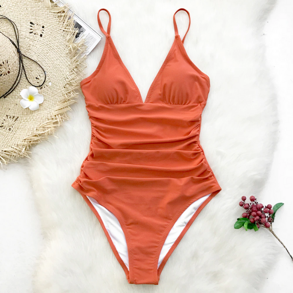 Bañador Shirring de Bright Day Naranja - Una Pieza
