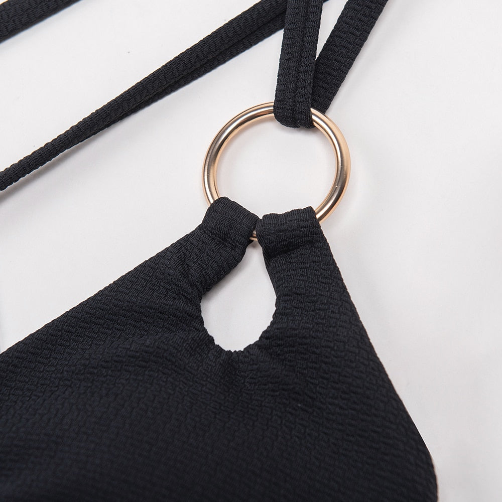 Maisie Black Ribbed Swimsuit - One Piece