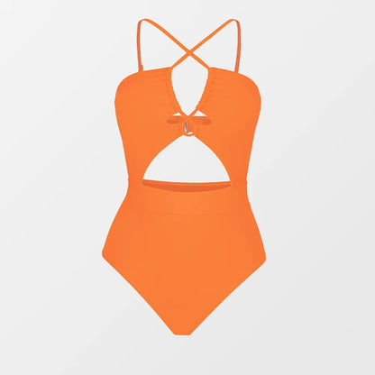 Wild At Heart Orange Tunnel Cut Swimsuit - One Piece