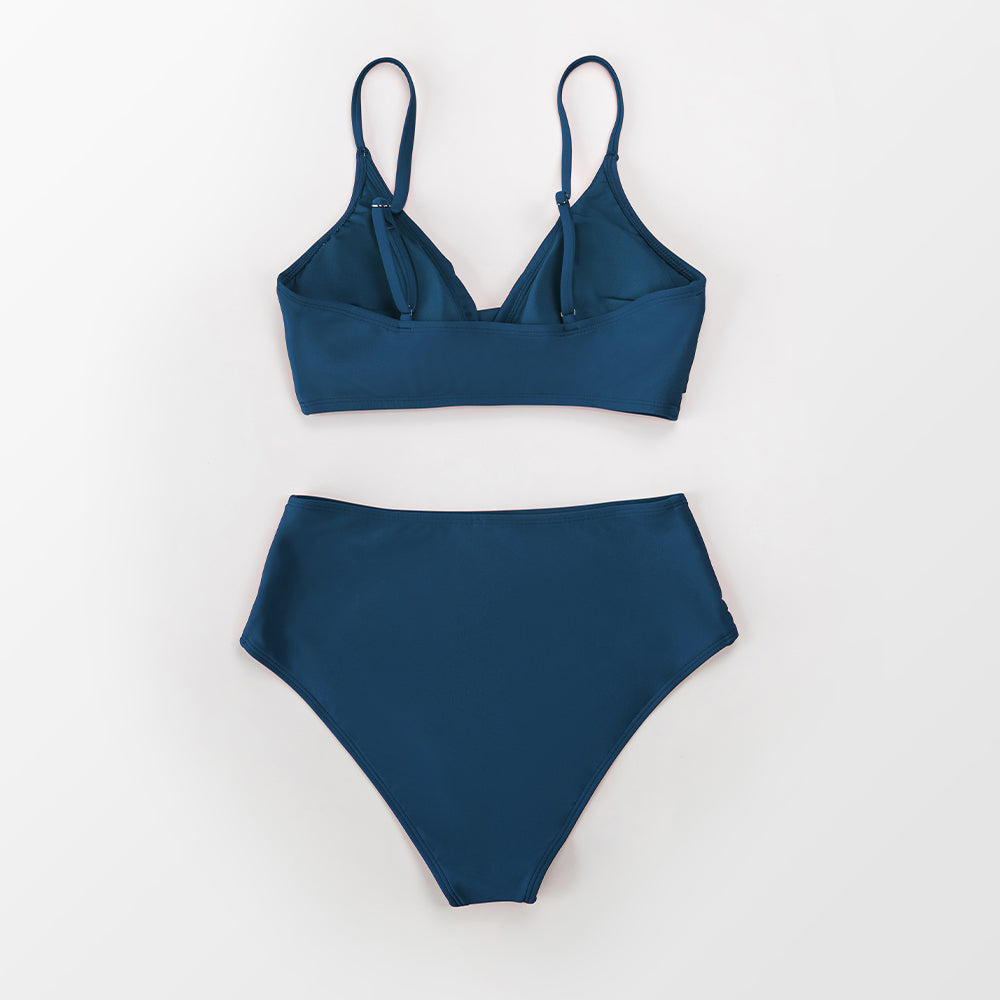 Bikini Cruzado Azul Oscuro Marsala Twist con Tirantes Ajustables - Cintura Alta