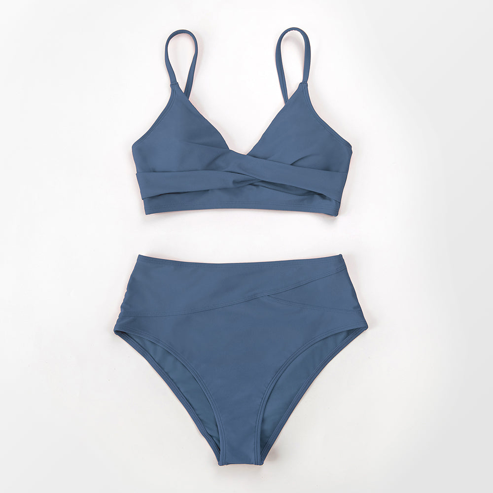 Bikini Cruzado Azul Claro Marsala Twist con Tirantes Ajustables - Cintura Alta