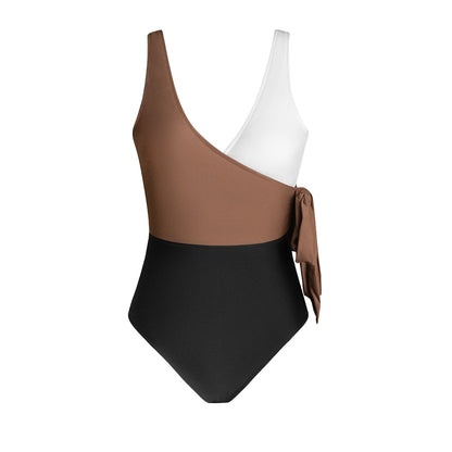 Color Block Plunge Side Plunge Swimsuit - One Piece