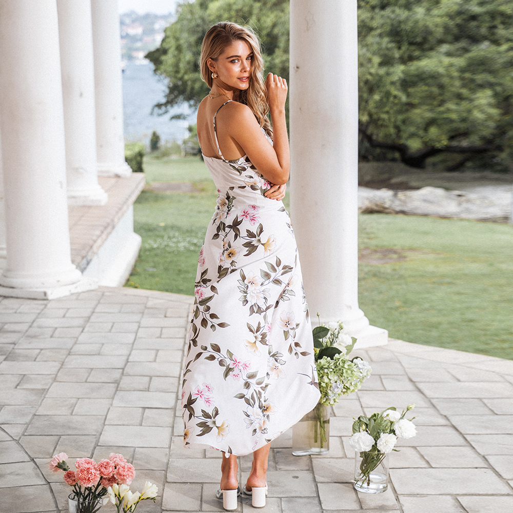 V neck floral clearance maxi dress