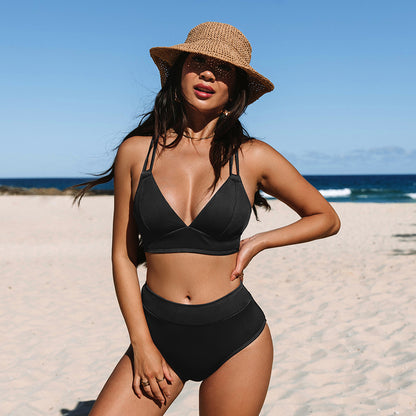 Bikini Texturizado con Halter y Fruncido en la Parte Dela – Mocca Beach Store