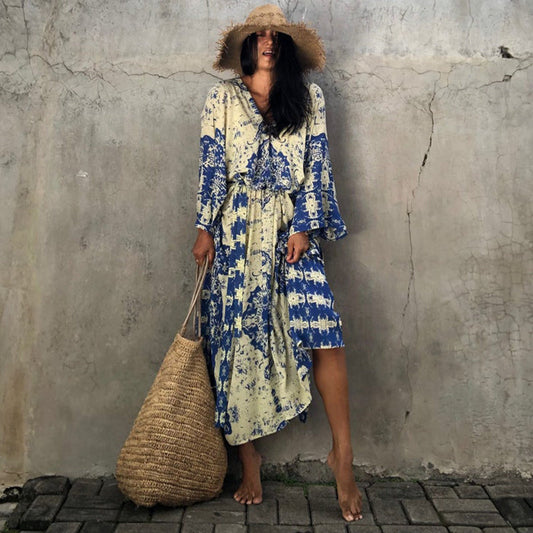 Caftán Largo Holgado Tipo Vestido Boho Trival