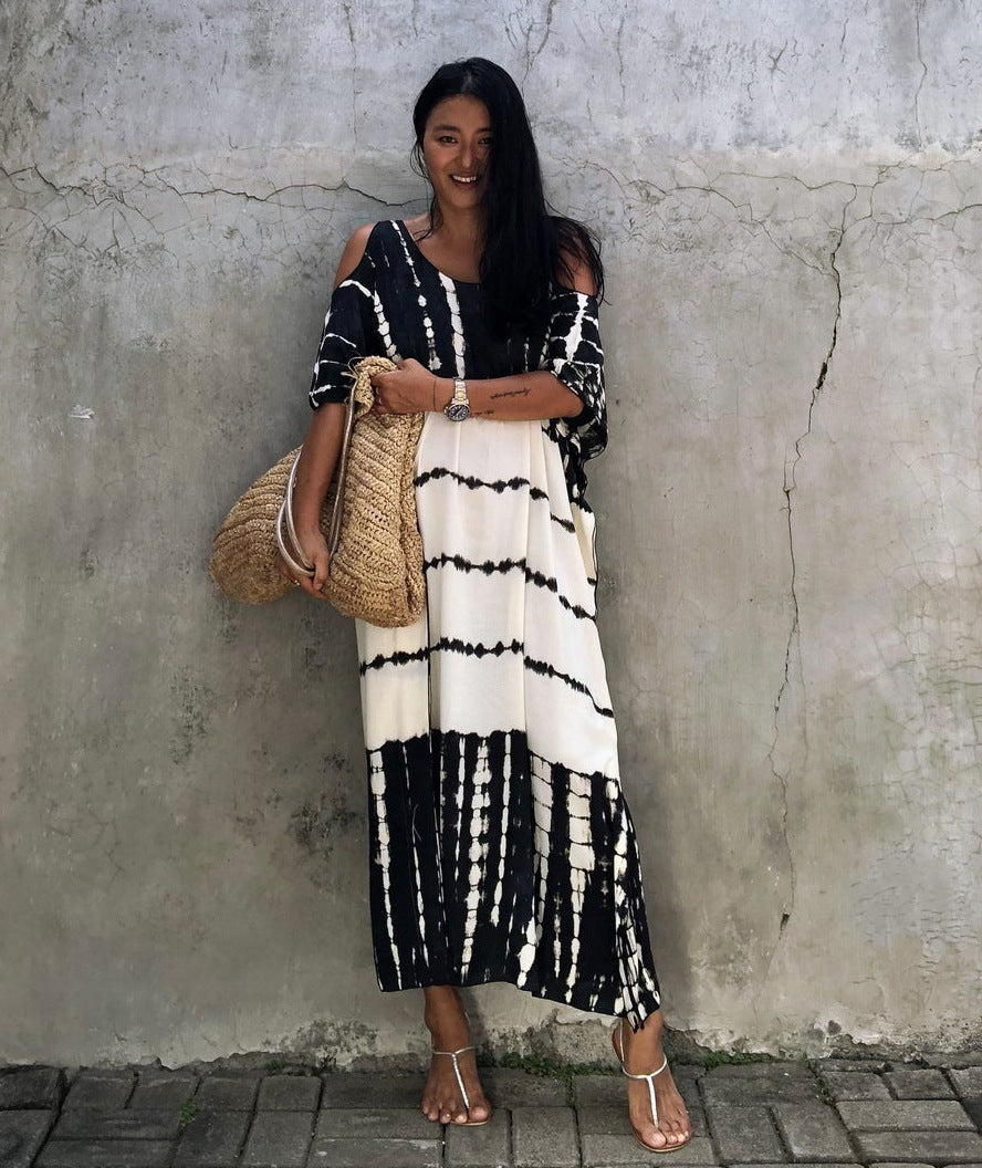 Striped boho hot sale maxi dress