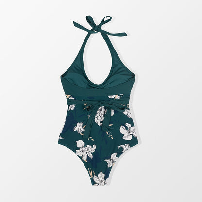 Romance Green Floral Wrap Swimsuit - One Piece