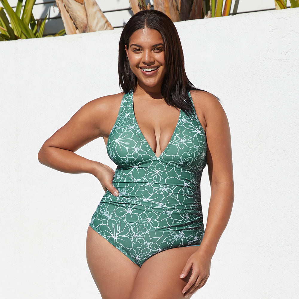 Yellow one piece on sale swimsuit plus size