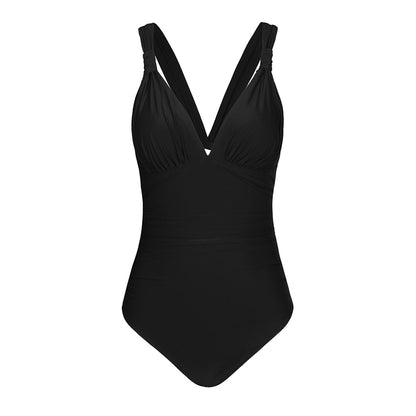 Ruched Strappy Open Back Swimsuit with Knots - One Piece