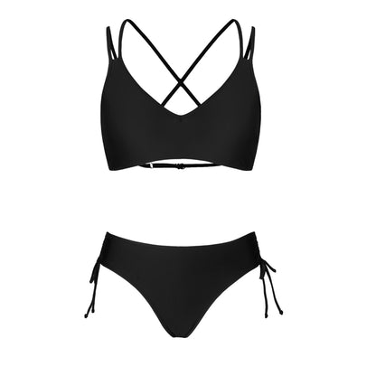 Bikini with Double Straps and Adjustable Side Drawstring - Low Waist