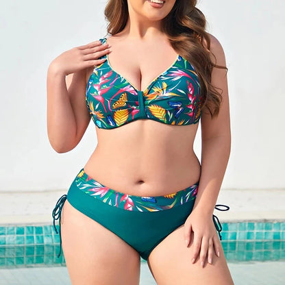 Bikini with Print with Enhancement - High Waist