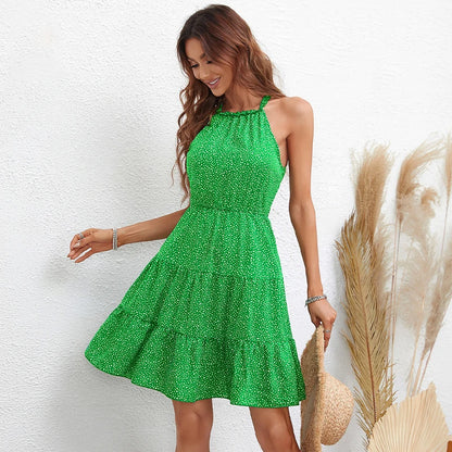 Vestido Verde con Cuello Halter sin Mangas