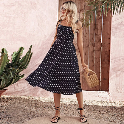 Halter Print Polka Dot Dress