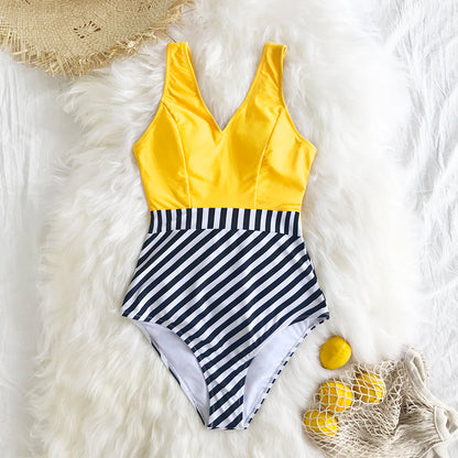 Alice Striped Halter Neck Swimsuit - One Piece