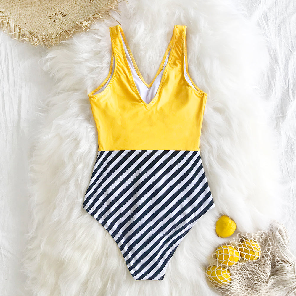 Alice Striped Halter Neck Swimsuit - One Piece