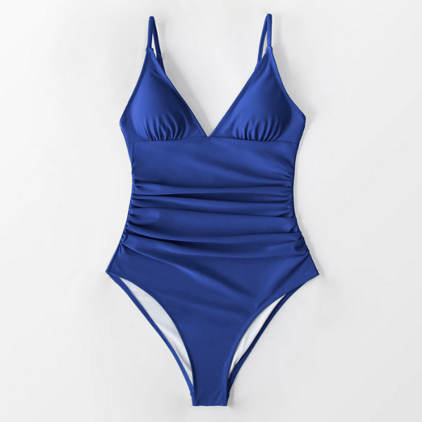 Bright Day Blue Shirring Swimsuit - One Piece
