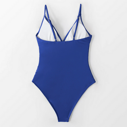 Bright Day Blue Shirring Swimsuit - One Piece