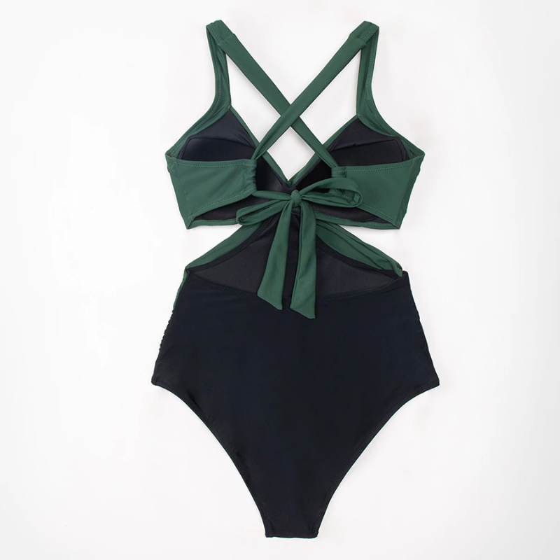 Carly Green/Black Colorblock Swimsuit - One Piece