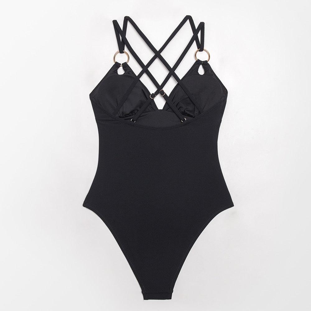 Maisie Black Ribbed Swimsuit - One Piece
